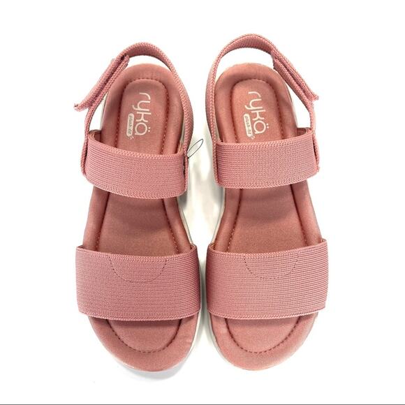 Ryka Azara Knit Sandal Size 8.5 Rose/Tan Platform Wedge Lightweight Open Toe New - Picture 6 of 16